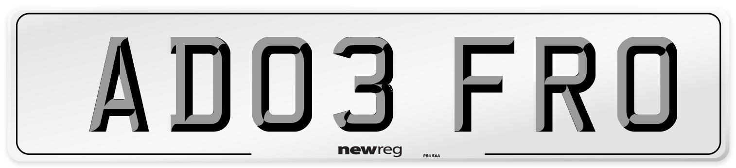 AD03 FRO Number Plate from New Reg